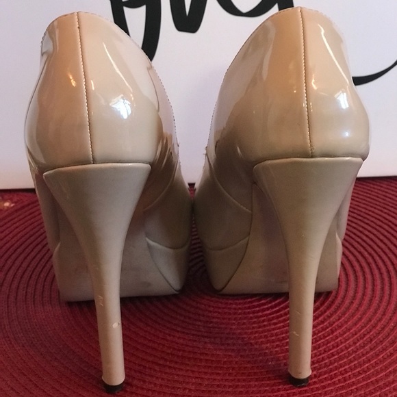 Nude faux patent leather platform stiletto - Picture 3 of 5